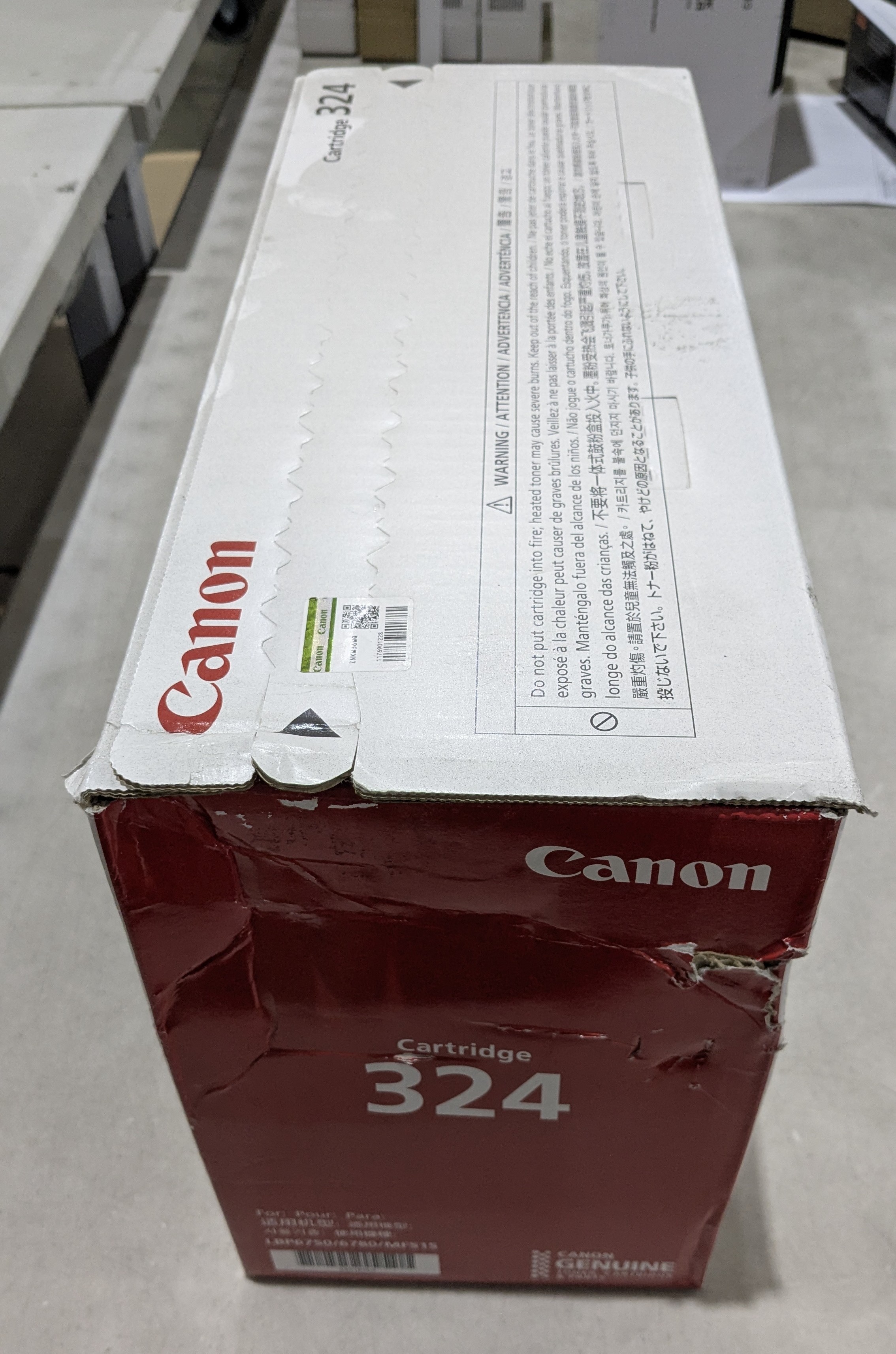 CART324 TONER CARTRIDGE FOR CANON LBP6750DN DAMAGED CARTON