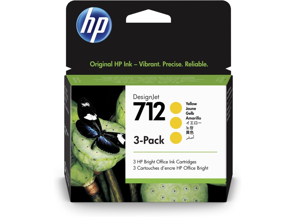 HP 712 3-PACK 29ML YELLOW DESIGNJET INK CARTRIDGE FOR T230/T250/T650/STUDIO