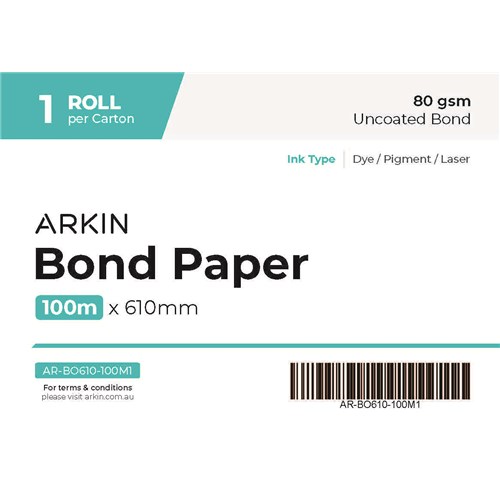 BOND PAPER 80GSM - 610MM X 100M 1 ROLL/CTN