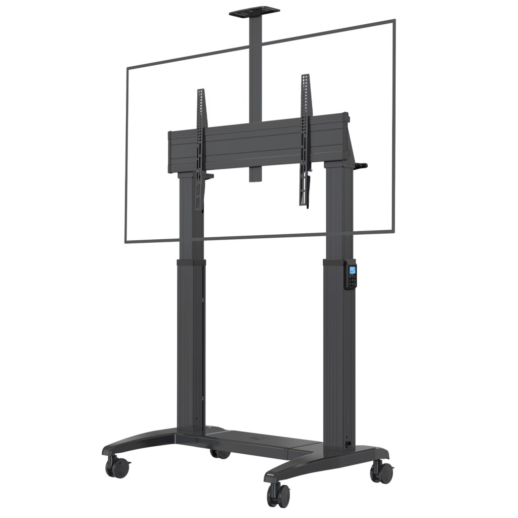 NORTH BAYOU HEAVY DUTY ELECTRIC HEIGHT ADJUST TV TROLLEY 60" - 120" 136KG