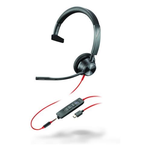 POLY BLACKWIRE 3315 MONAURAL M ICROSOFT TEAMS CERTIFIED USB-C HEADSET 3.5MM PLUG USB-C/A