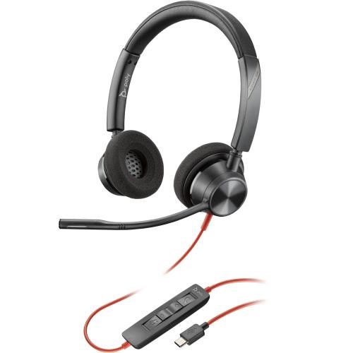POLY BLACKWIRE 3320 STEREO USB -C HEADSET USB-C/A ADAPTER