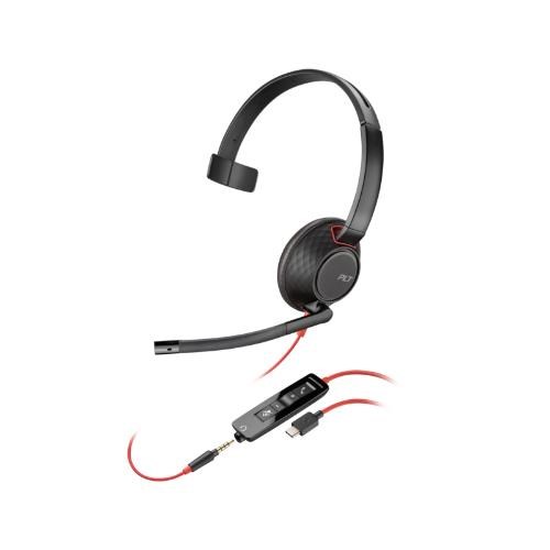 POLY BLACKWIRE 5210 MONAURAL U SB-C HEADSET 3.5MM PLUG USB- C/A ADAPTER
