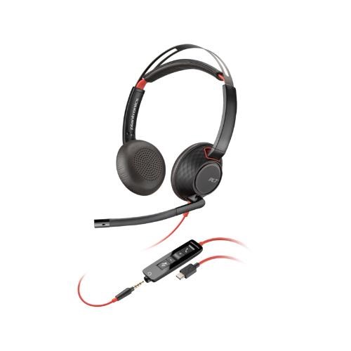 POLY BLACKWIRE 5220 STEREO USB -C HEADSET 3.5MM PLUG USB-C/ A ADAPTER